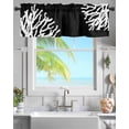 thumbnail image 1 of Rod Pocket Window Valances White Ocean Coral on Black Short Kitchen Curtains Abstract Marine Life Window Treatment Drapes for Bedroom Bathroom Living Room 42x18In,1 Panel, 1 of 7
