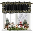 thumbnail image 1 of Rod Pocket Window Valances Winter Snowflake on Black Background Short Kitchen Curtains Gold White Pattern Window Treatment Drapes for Bedroom Bathroom Living Room 54x18In,1 Panel, 1 of 7