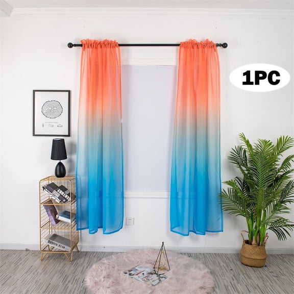 Rod Processing Upper and Lower Gradient Window Screen Single Piece 1*2 Meters Orange Red Blue,1 X Curtain