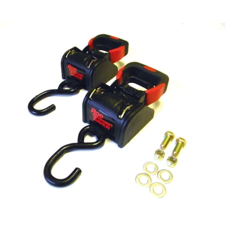 Set of 2 Black and Red Outdoor Rod Saver RT40 Retractable Transom Tie-Down 40-Inch, 14"