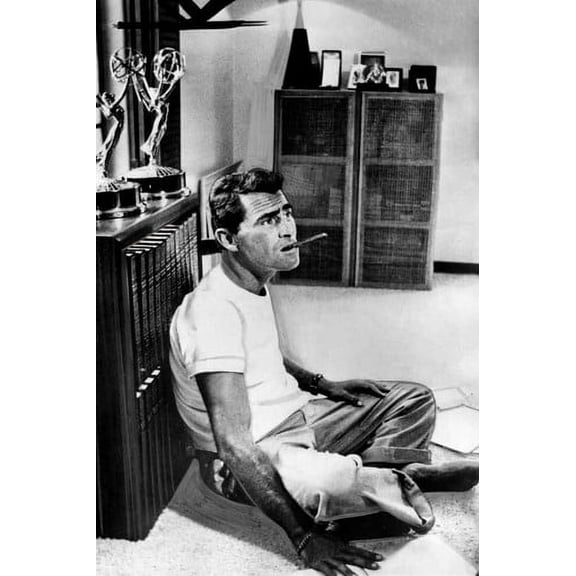 Rod Serling in The Twilight Zone sitting on office floor with cigar awards 24x36 Poster