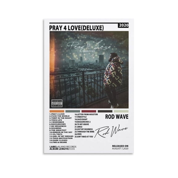 Rod Wave Album "PRAY 4 LOVE (DELUXE)"  Signed Poster 15 Canvas Poster Wall Art Decor Print Picture Paintings for Living Room Bedroom Decoration