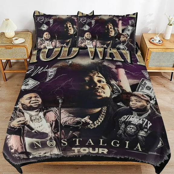 Rod Wave Bedding Set Duvet Cover Comfortable and Lightweight Cartoon Bedding 3 Piece Bed Set Twin(1 Duvet Cover and 2 Pillowcase) 86"×70"