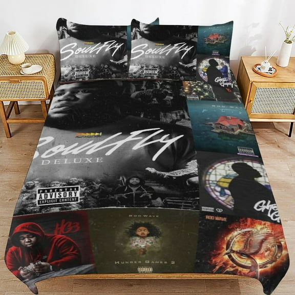 Rod Wave Bedding Set Duvet Cover Comfortable and Lightweight Cartoon Bedding 3 Piece Bed Set Twin(1 Duvet Cover and 2 Pillowcase) 86"×70"