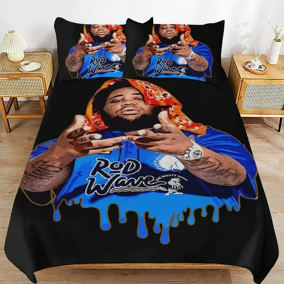 Rod Wave Bedding Set Duvet Cover Comfortable and Lightweight Cartoon Bedding 3 Piece Bed Set Twin(1 Duvet Cover and 2 Pillowcase) 86"×70"