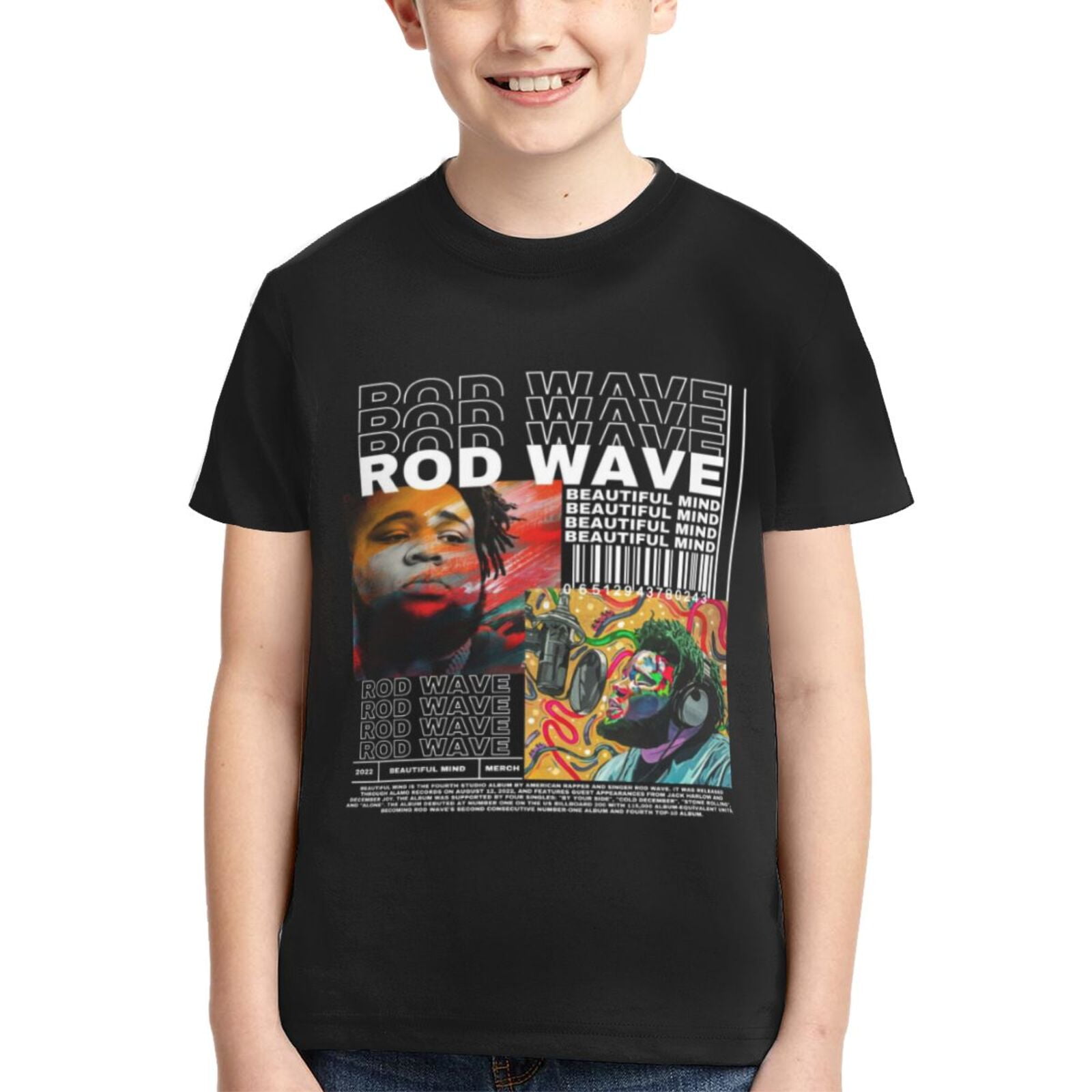 Rod Wave Boys Girls 3D Printed T-Shirt Crewneck Graphic Short Sleeve ...