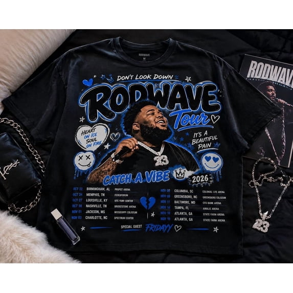 Rod Wave Concert T-Shirt, Dont Look Down Tour 2026 Tee