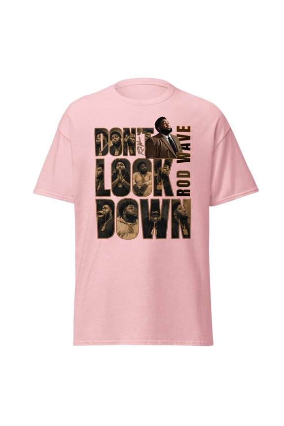 Rod Wave Don’t Look Down Tour T-Shirt, Hip Hop Concert Tee,Light Pink Color,Size M