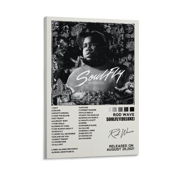 Rod Wave Hip Hop Art, Music Rapper Black White Poster For Bedroom Kitchen Bathroom Living Room Office Decor