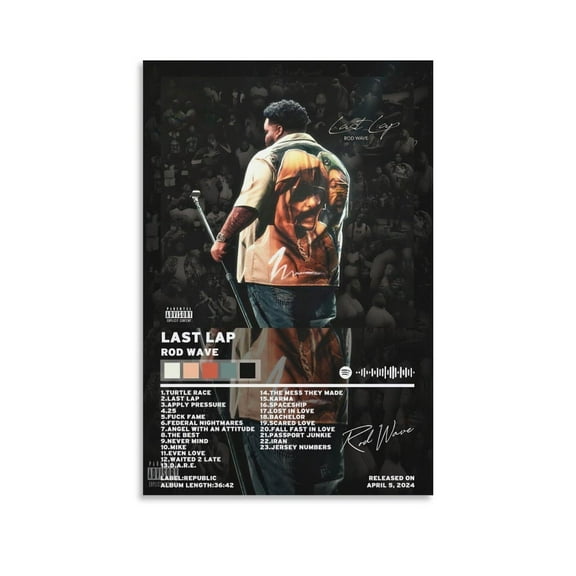 Rod Wave LAST LAP Album Signature Poster (1) Canvas Poster Bedroom Decor Landscape Office Room Decor Gift Unframed12x18inch(30x45cm)