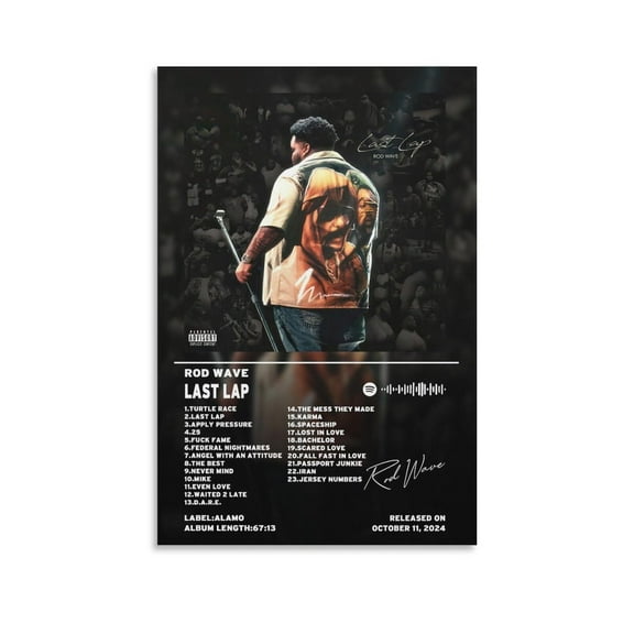 Rod Wave LAST LAP Album Signature Poster 10 Canvas Poster Wall Art Decor Print Picture Paintings for Living Room Bedroom Decoration