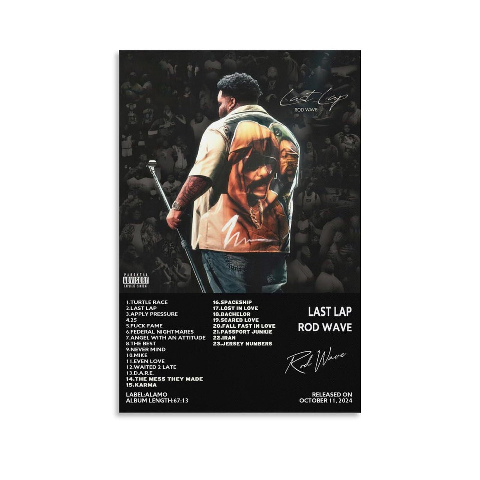 Rod Wave LAST LAP Album Signature Poster (3) Canvas Poster Bedroom ...