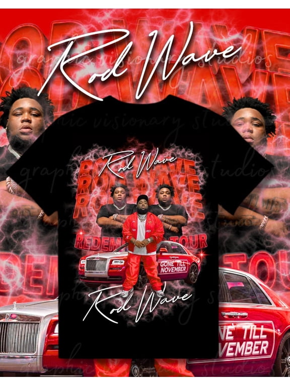 Rod Wave Shirt, Redemption Tour Tee, Hip Hop Graphic T-Shirt,Black Color,Size M