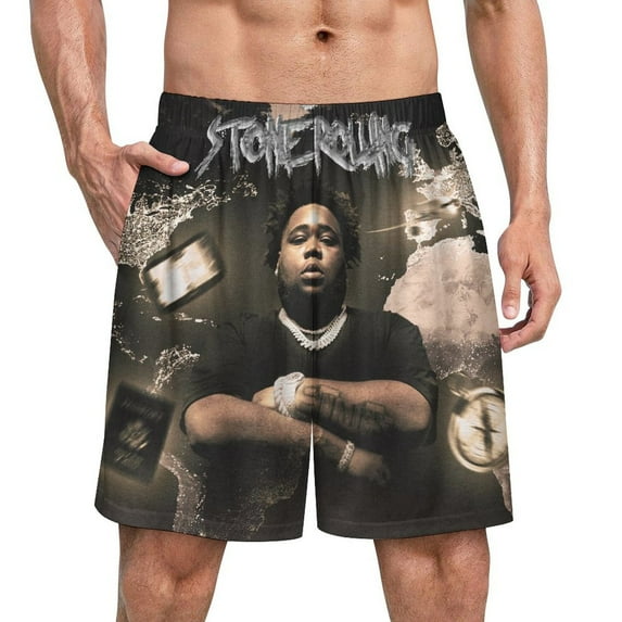 Rod Wave Song Men's Pajama Pants Sleepwear Lounge Shorts Bottoms Summer Daily Cozy Soft Ice Silk Pajama Shorts Lightweight Home Beach Shorts
