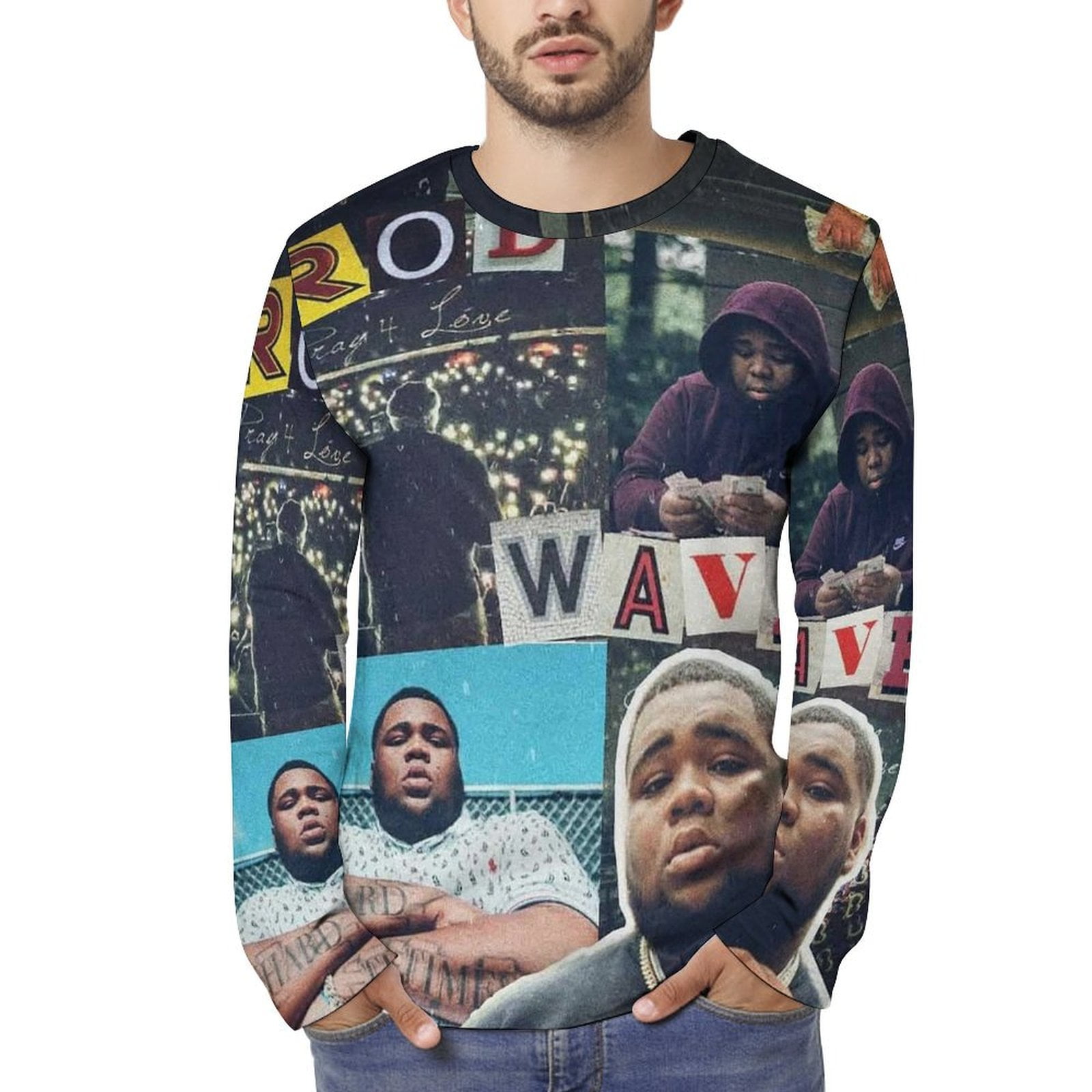 Rod Wave T Shirt 3D Printed Crewneck Graphic Long Sleeve Tees for Mens ...