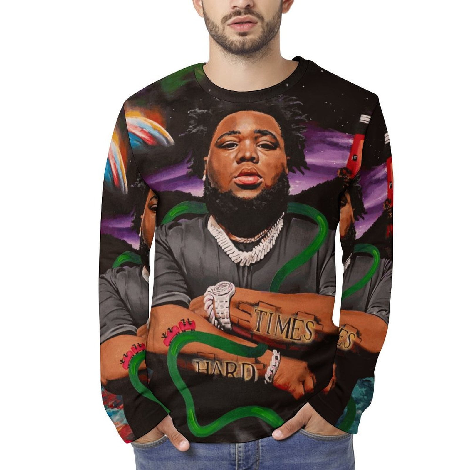 Rod Wave T Shirt 3D Printed Crewneck Graphic Long Sleeve Tees for Mens ...