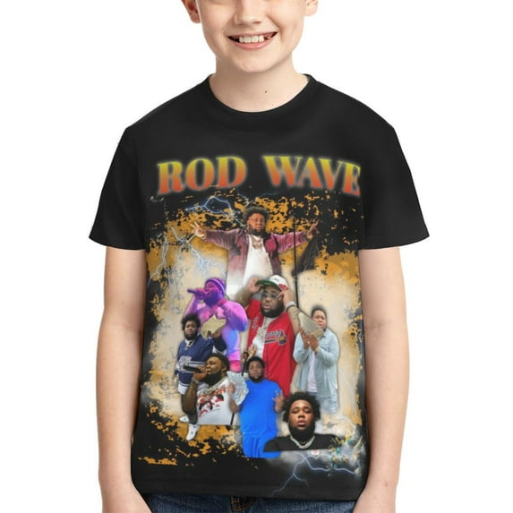 Rod Wave Teen T-Shirt Crewneck Short Sleeve Double-Sided Print Summer Tee Shirts Top For Youth Boys Girls Children Large