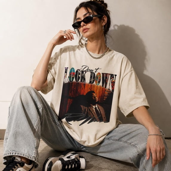 Rod Wave Vintage T-shirt, Hip Hop Concert Tee,Sand Color,Size M