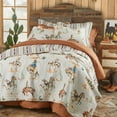 thumbnail image 1 of Rod's Exclusive Cowboy Bronco Quilt - Retro Western Cowboy Scene - Gold Rust Blue Green - Cotton - Full/Queen Size (88x92in), 1 of 5
