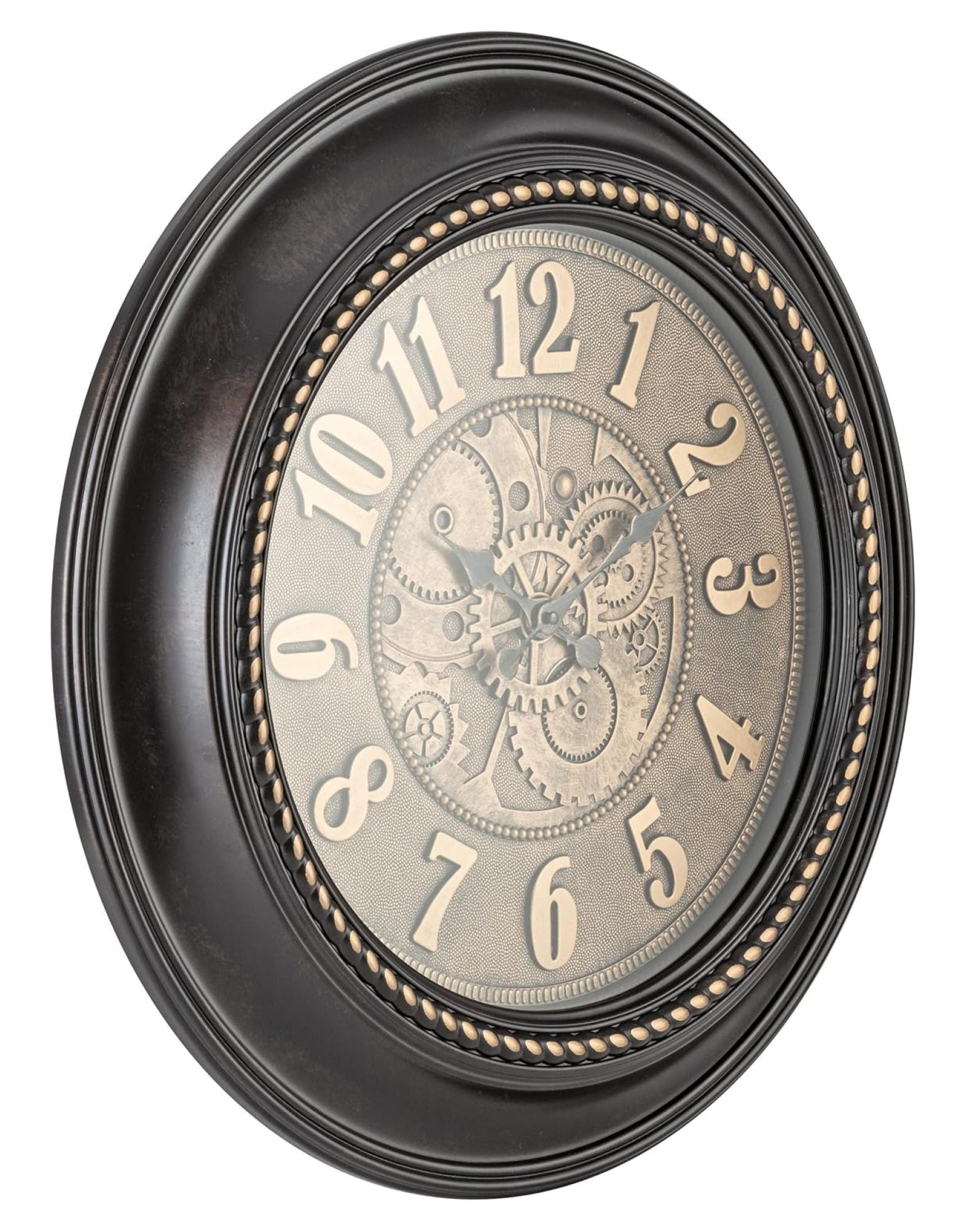 Rodalben Giant Decorative Light-Weight 24-inch Wall Clock Silent, Non-Ticking, 3-D Aluminum Dial, Easy-to-Read, Quartz Battery Operated, Glass Face Cover Bronze