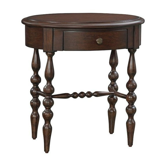 Rodanthe Tobacco Brown Wood 1-drawer Oval Shape Accent Table
