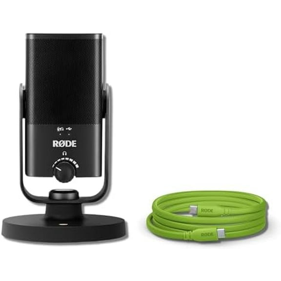 Rode NT-USB Mini USB Microphone for Podcasting, Streaming, Gaming and Vocal Recording with Rode SC17-Green USB-C to USB-C Cable (5')$$Music