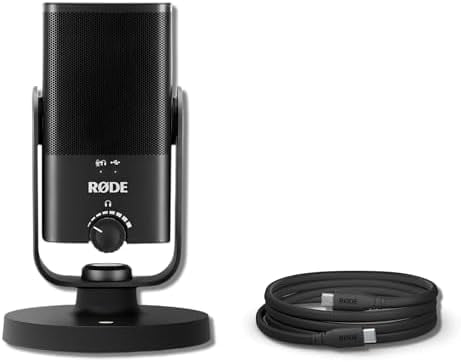 Rode NT-USB Mini USB Microphone for Podcasting, Streaming, Gaming and Vocal Recording with Rode SC17 USB-C to USB-C Cable (5')
