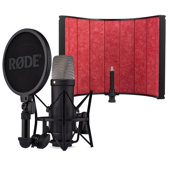 Rode NT1 5th Generation Hybrid Studio Condenser Microphone, Black, Bundle with Studio Isolation Filter