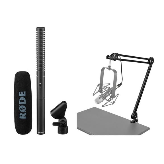 Rode NTG2 Dual Powered Directional Condenser Microphone, Bundle with H&A Broadcast Arm with Integrated XLR Cable