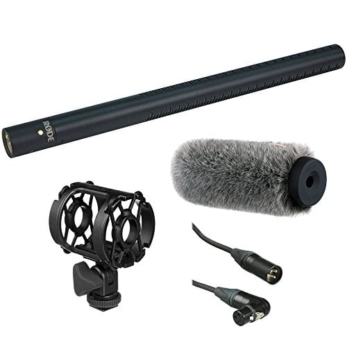 Rode NTG3 Precision RF-Biased Shotgun Microphone with WSS-2018 Professional Windshield, Universal Shock Mount and XLR M to Angled XLR F Microphone Cable -1.5'