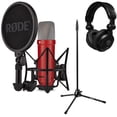 thumbnail image 1 of Rode Signature Series NT1 Cardioid Condenser Studio Microphone, Red, Bundle with H&A Microphone Stand and TAPH100 Studio Monitor Headphones, 1 of 8