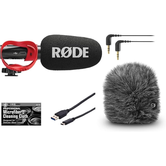 Rode VideoMic GO II-H On-Camera Shotgun Microphone and Deluxe Windshield Wind Cover Kit