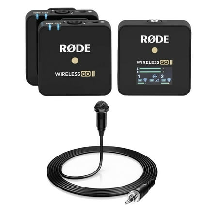 Rode Wireless GO II Compact Microphone System with 2x Transmitters and 1x Receiver with H&A HA-OM-L Lavalier Microphone with 3.5mm Connector