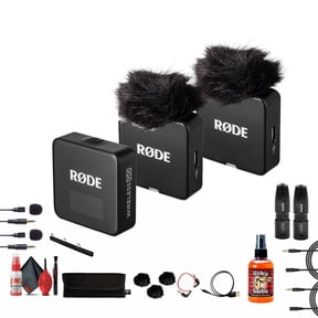 Rode Wireless GO III Dual Channel Mic System Compact Wireless Microphone for Cameras, Smartphones & Lavalier Use 2x Lavalier Condenser Mic + Mini-Jack to XLR Converter + 2x 3.5mm Stereo Plug + More
