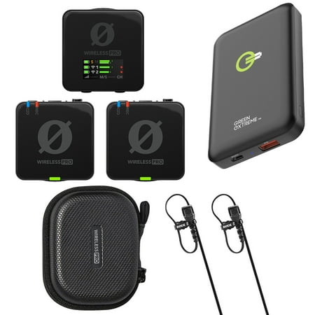 Rode Wireless PRO 2.4GHz 2-Person Clip-On Wireless Microphone System, Bundle with 10000mAh 38.5Wh Qi Wireless Portable Power Bank