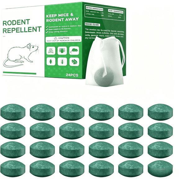 Rodent Mouse Repellent Balls 24 pcs, Moth Balls for Rodents Mouse Deterrent, Peppermint Oil Pest Control for Rodents, Squirrels, Skunk, Mole, Gopher, Pets Safe, Indoor and Outdoor Use