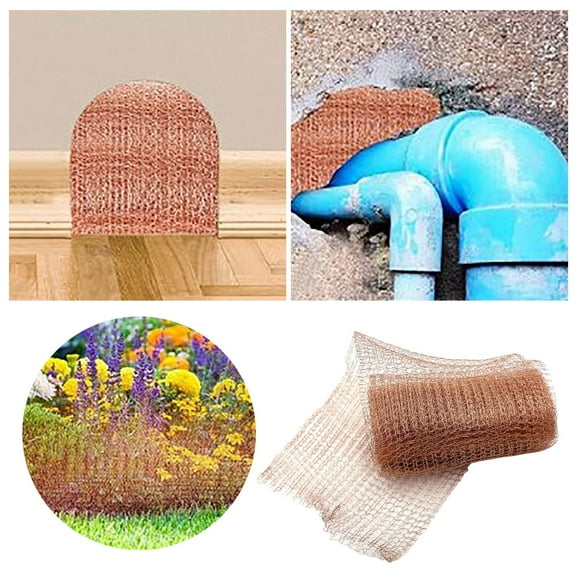 Rodent Proof Copper Wire Mesh 393.7 x 5 Inch for Construction and Renovation, Pure Copper Stuff Fit Mesh Rodent Control, Sturdy Gap Blocker Fill Fabric, Pest Control