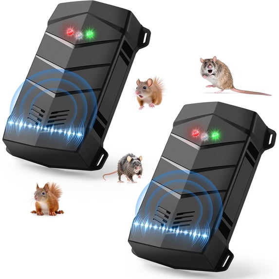 Rodent Repellent for Car Engines, Pest Mouse Bat Squirrel Repellent, Variable Frequency Ultrasonic&LED Strobe Lights, Keep Mice Away from Vehicle Indoor Outdoor Room(2-Pack)