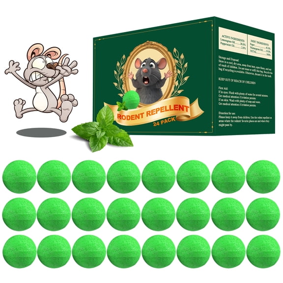 Rodent Repellent, Peppermint Oil for Mice Rats Squirrel Pests Repellent Indoor & Outdoor Use, Natural Rat Mouse Deterrent Family -24P