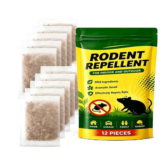 Rodent Repellent Pouches for Indoor and Outdoor Use Natural Ingredients Aromatic Scent Pack of 12 for Home Garage Family Garden Effective Rodent Control Solution
