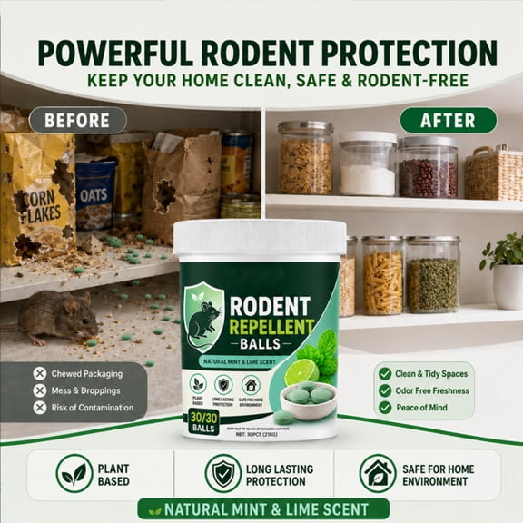 Rodent Repellents Balls – 30Pcs Natural Essentialses Oil Blend(Peppermint,Fir,Cinnamon), Weather-Resistant for Indoor Outdoor Use,Deters Squirrels,Mice, Rats for Patio, Garden, Garage, Kitchen