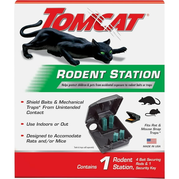 Rodent Station, Includes 1 Rodent Station with 4 Bait Securing Rods and 1 Security Key - Fits Rat or Mouse Sized Traps (Baits & Traps Sold Separately) - Use Indoors or Outdoors