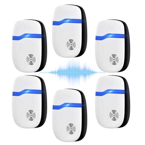 Rodent Ultrasonic Repeller Pest Control Plug In Wall 6 Packs, Indoor Electric Insect Deterrent Device for Bug Mice Mouse Mosquito Spider Roach Ant