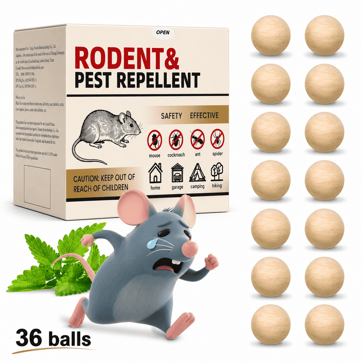 RodentRepellent 36 Balls, Peppermint Oil MouseRepellent Indoor & Outdoor Use, Natural Moth Balls forRodent MiceRepellent for Home, Garage, Car, RV & Garden