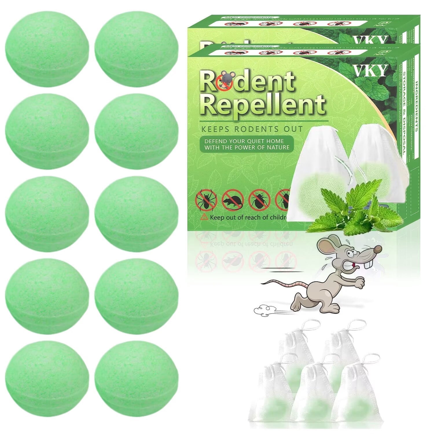 RodentRepellent with Peppermint Oil-Mouse, Squirrel & Rat Deterrent for Car Engines, Garage, Attic Long-Lasting Mole/Mice Control Indoor Outdoor Safe vs Moth Balls Traps (20 Pack)