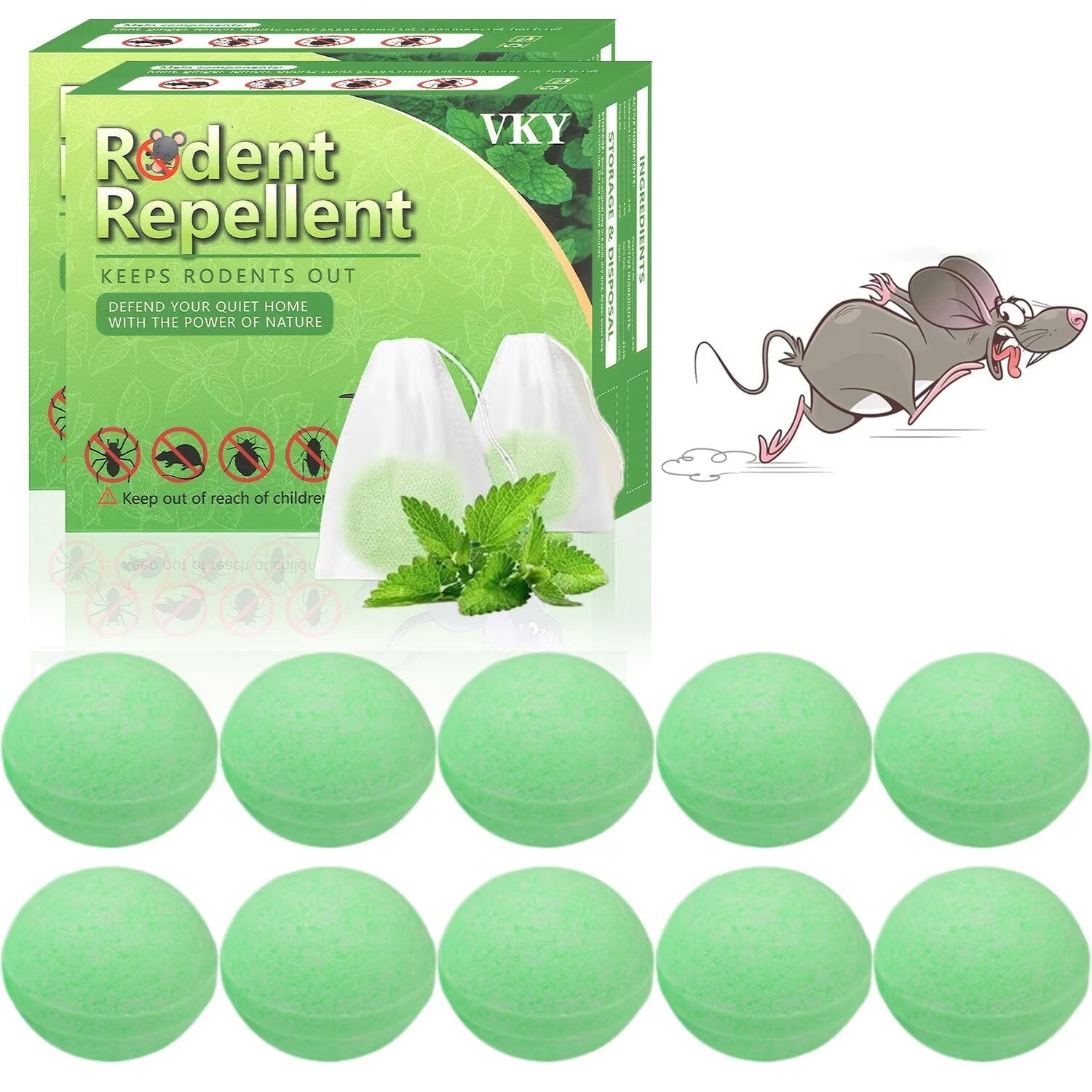 RodentRepellent with Peppermint Oil - Mouse, Squirrel & Rat Deterrent for Car Engines, Garage, Attic - Long-Lasting Mole/Mice Control Indoor & Outdoor - Safe vs Moth Balls & Traps (20 Pack)