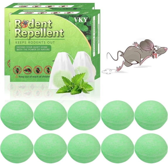RodentRepellent with Peppermint Oil - Mouse, Squirrel & Rat Deterrent for Car Engines, Garage, Attic - Long-Lasting Mole/Mice Control Indoor & Outdoor - Safe vs Moth Balls & Traps (20 Pack)