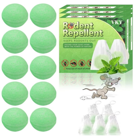RodentRepellent with Peppermint Oil-Mouse, Squirrel & Rat Deterrent for Car Engines, Garage, Attic Long-Lasting Mole/Mice Control Indoor Outdoor Safe vs Moth Balls Traps (30 Pack)