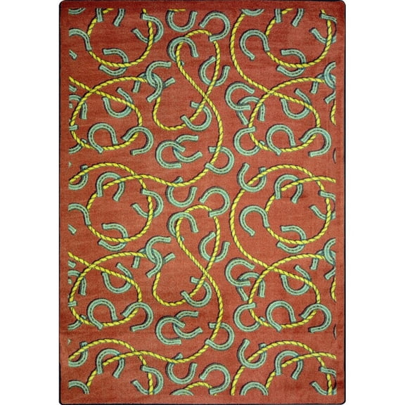 Joy Carpets Kaleidoscope Rodeo 5'4" x 7'8" Area Rug in Color Burgundy