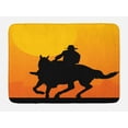 thumbnail image 1 of Rodeo Bath Mat, Silhouette of a Rider Against Sunset Background Evening Mountains, Plush Bathroom Decor Mat with Non Slip Backing, 29.5" X 17.5", Charcoal Grey Mustard, by Ambesonne, 1 of 2